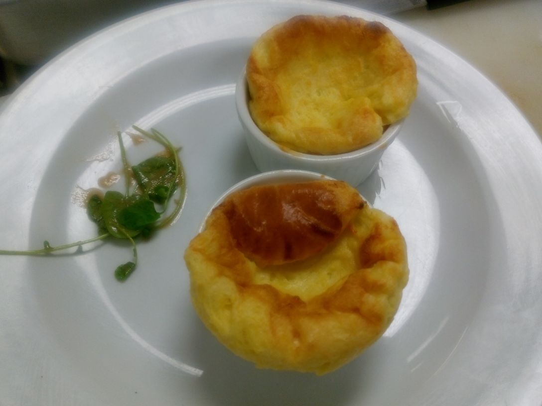 DIY Baked souffle with watercress salad